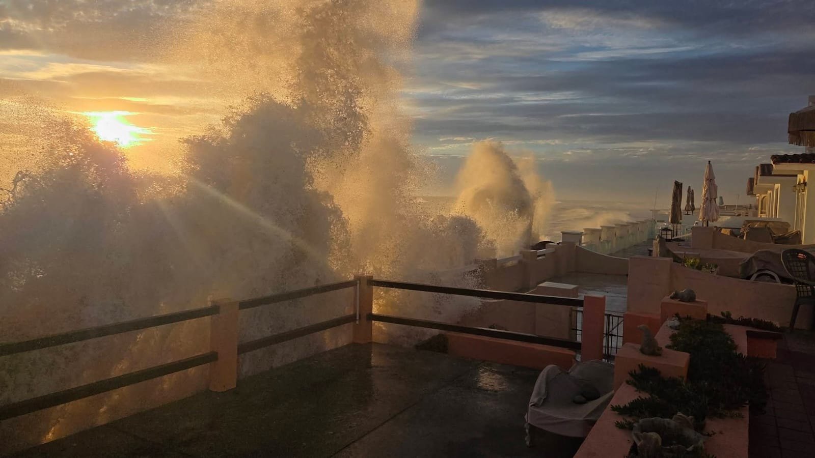 Sunrise through the spray